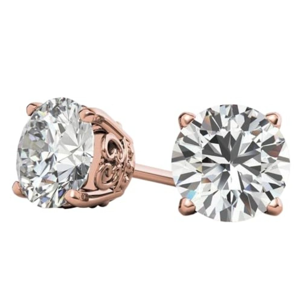 0.70 CTW Round Cut Natural Earth Mined Diamond Butterfly Style Solitaire Earring